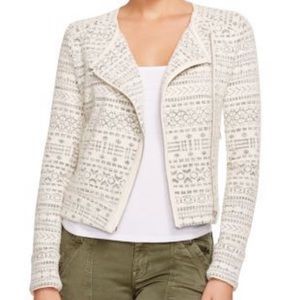 Joie Pattyn Jacket Porcelain w/Leather Trim
